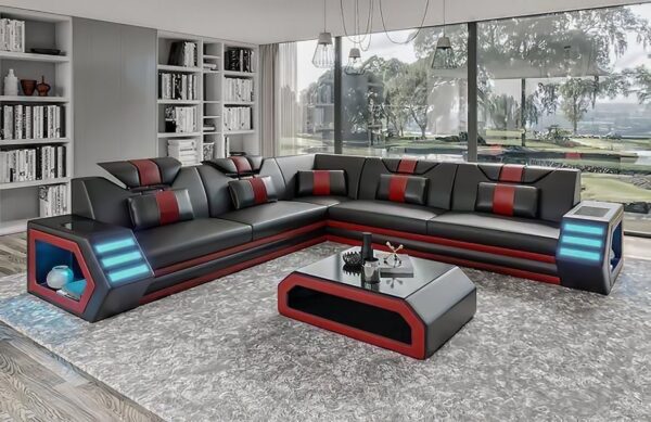 McManu Modern Leather Sectional with LED Light - Image 2